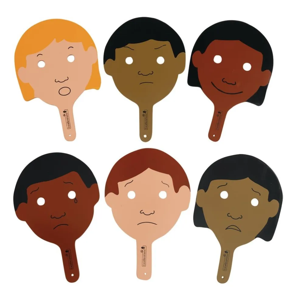 Excellerations® Wooden Emotions Masks - Set of 6