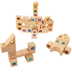 Excellerations® Wooden Gem Blocks - Set of 50 with Tray