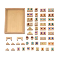 Excellerations® Wooden Gem Blocks - Set of 50 with Tray