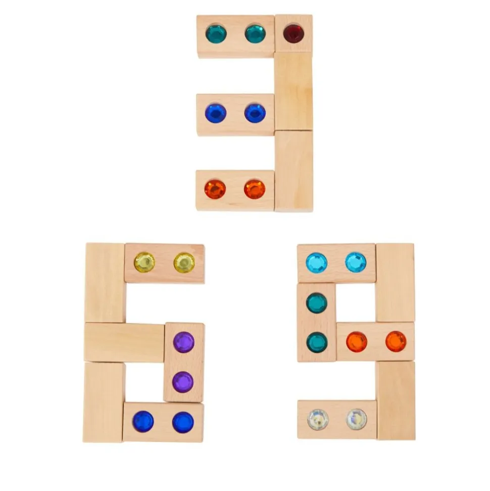 Excellerations® Wooden Gems and Building Blocks Set - Kit of 100 with Tray