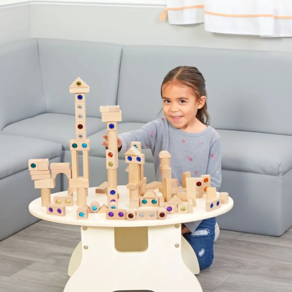 Excellerations® Wooden Gems and Building Blocks Set - Kit of 100 with Tray