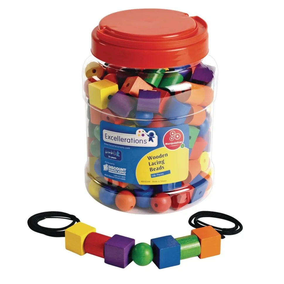 Excellerations® Wooden Lacing Beads - 108 Pieces