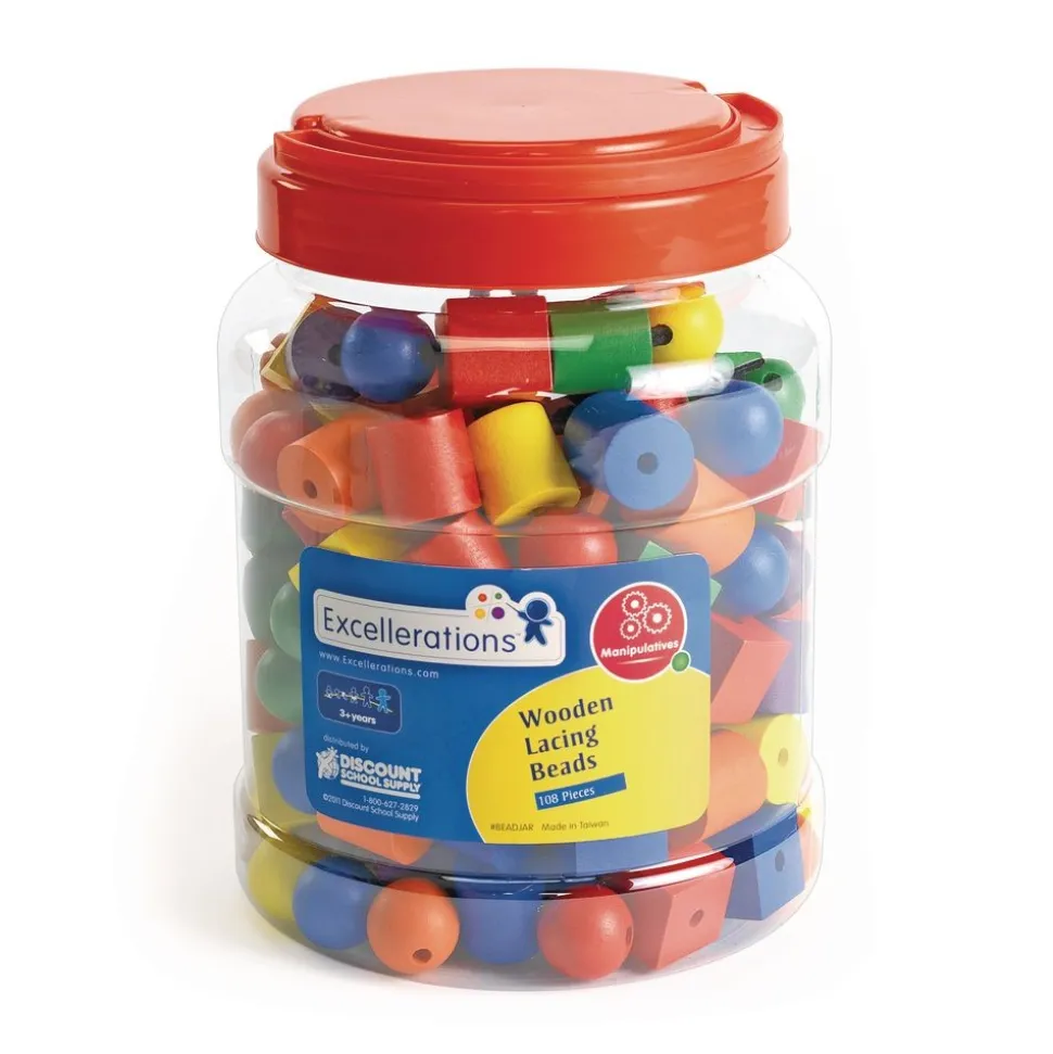 Excellerations® Wooden Lacing Beads - 108 Pieces