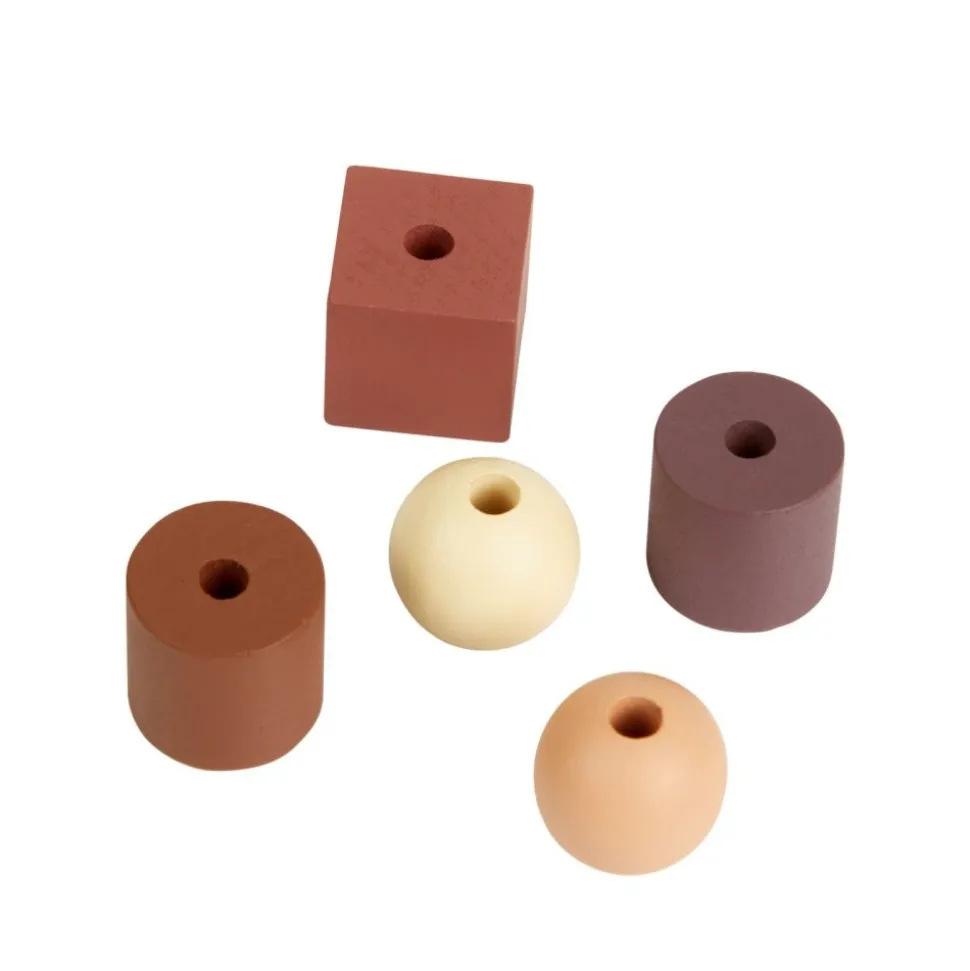 Excellerations® Wooden Natural Lacing Beads - 80 Pieces