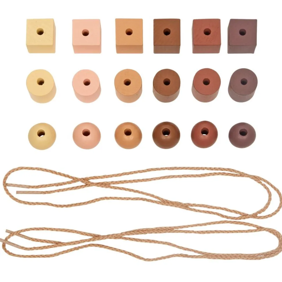 Excellerations® Wooden Natural Lacing Beads - 80 Pieces