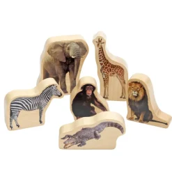 Excellerations® Wooden Photo Blocks Jungle Animals - Set of 6