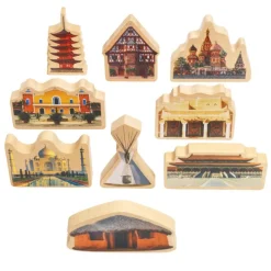 Excellerations® Wooden Photo Blocks Around the World Buildings - Set of 9
