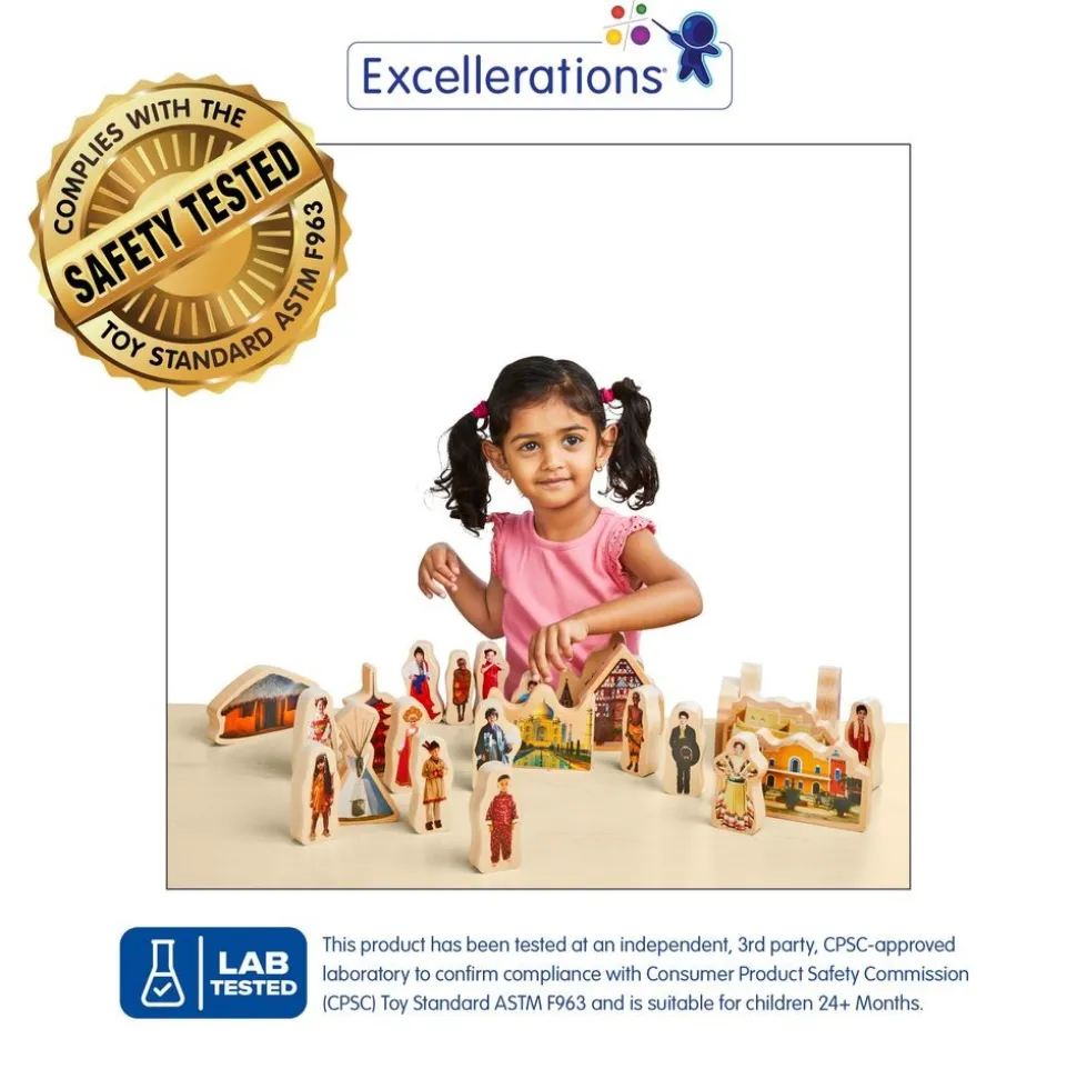 Excellerations® Wooden Photo Blocks Around the World Buildings - Set of 9