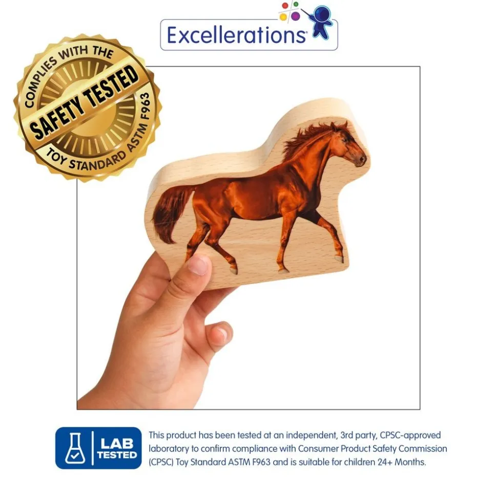 Excellerations® Wooden Photo Blocks Farm Animals - Set of 6