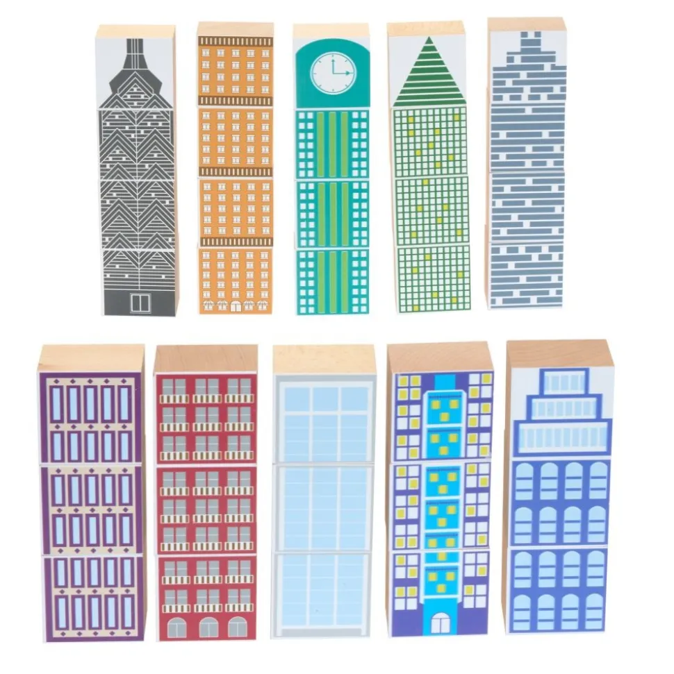 Excellerations® Wooden Skyscraper Blocks - 35 Pieces