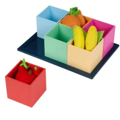 Excellerations® Wooden Sorting Boxes - Rainbow Colors - Set of 6 with Tray