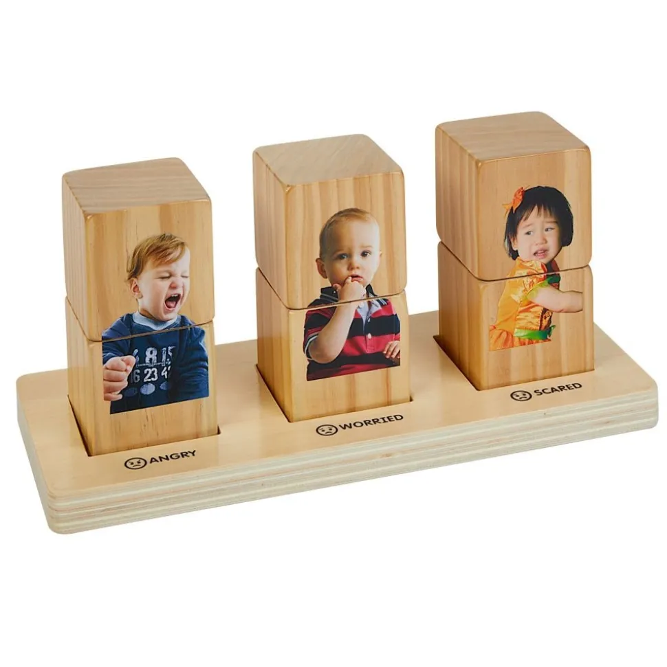 Excellerations® Wooden Stack and Build Toddler Emotions Puzzle