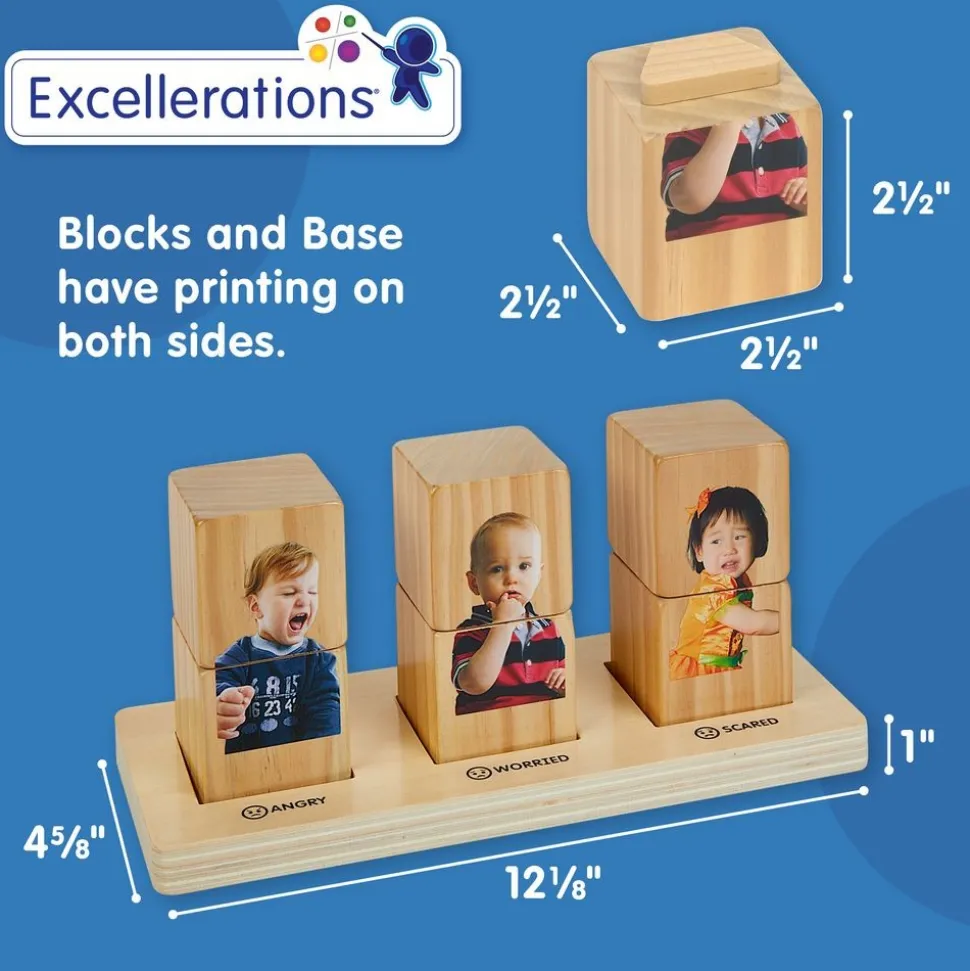 Excellerations® Wooden Stack and Build Toddler Emotions Puzzle