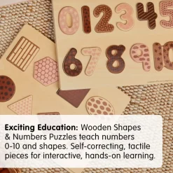Excellerations® WoodWonders™ Shapes and Numbers Puzzles Natural - Set of 2