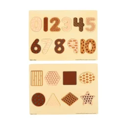 Excellerations® WoodWonders™ Shapes and Numbers Puzzles Natural - Set of 2