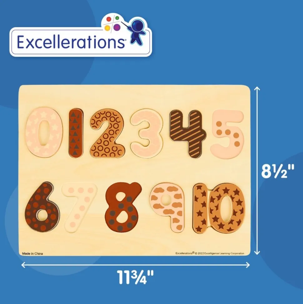 Excellerations® WoodWonders™ Shapes and Numbers Puzzles Natural - Set of 2