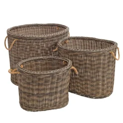 Extra Large Wicker Oval Baskets - Set of 3