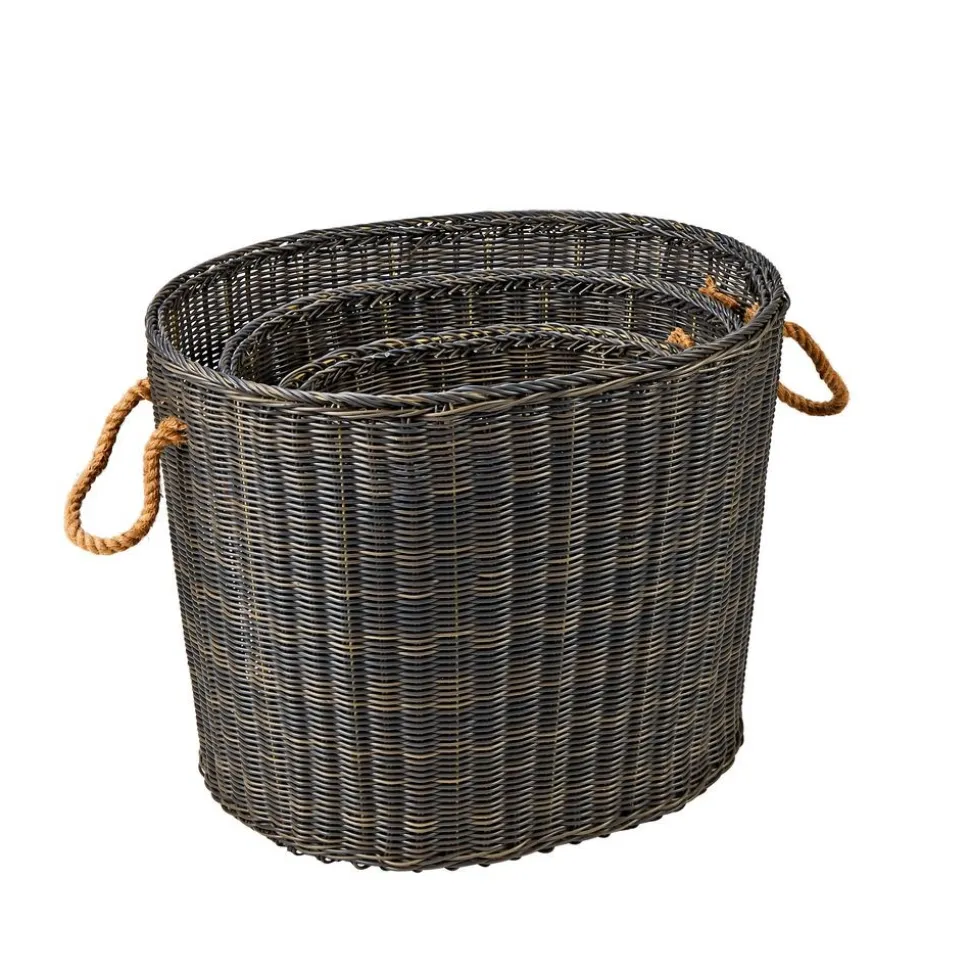 Extra Large Wicker Oval Baskets - Set of 3