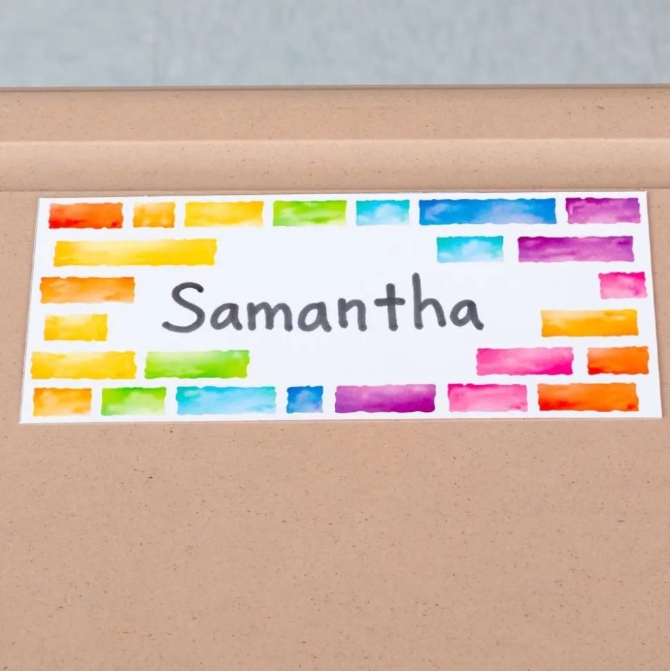 EZ Stick Nameplates Rainbow Building Blocks - 24 nameplates