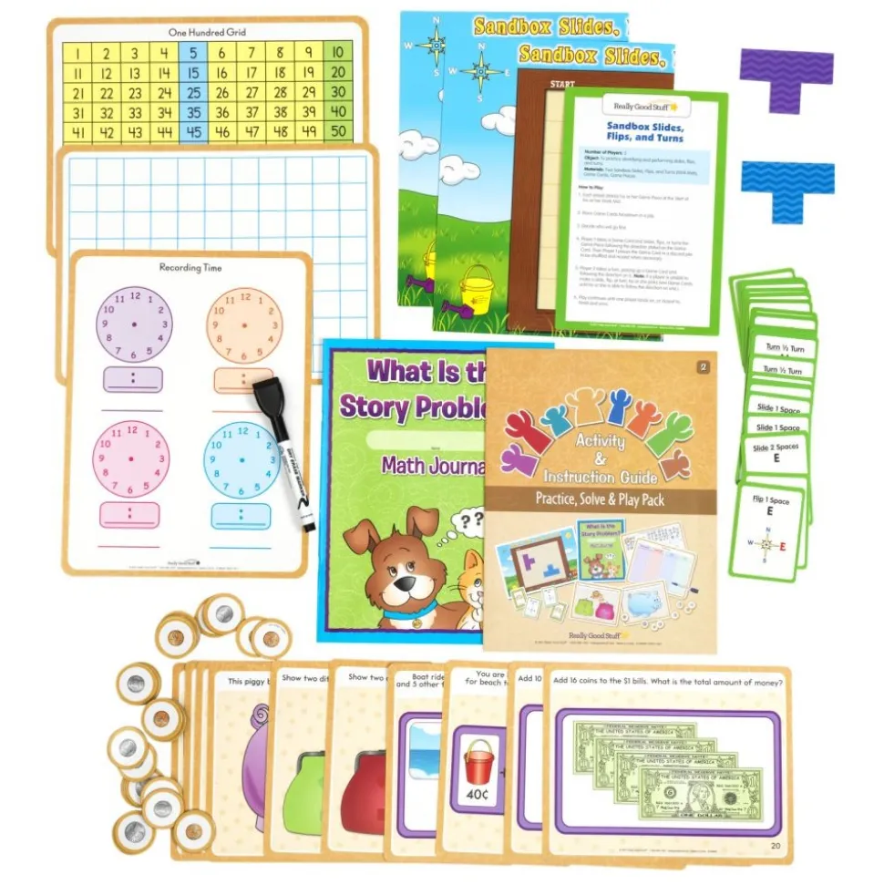 Family Engagement Math - Practice, Solve & Play Pack - Second Grade