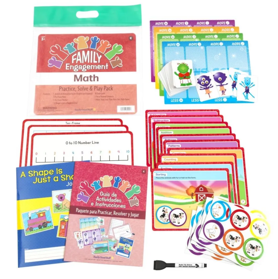 Family Engagement Math - Practice, Solve & Play Pack - Kindergarten