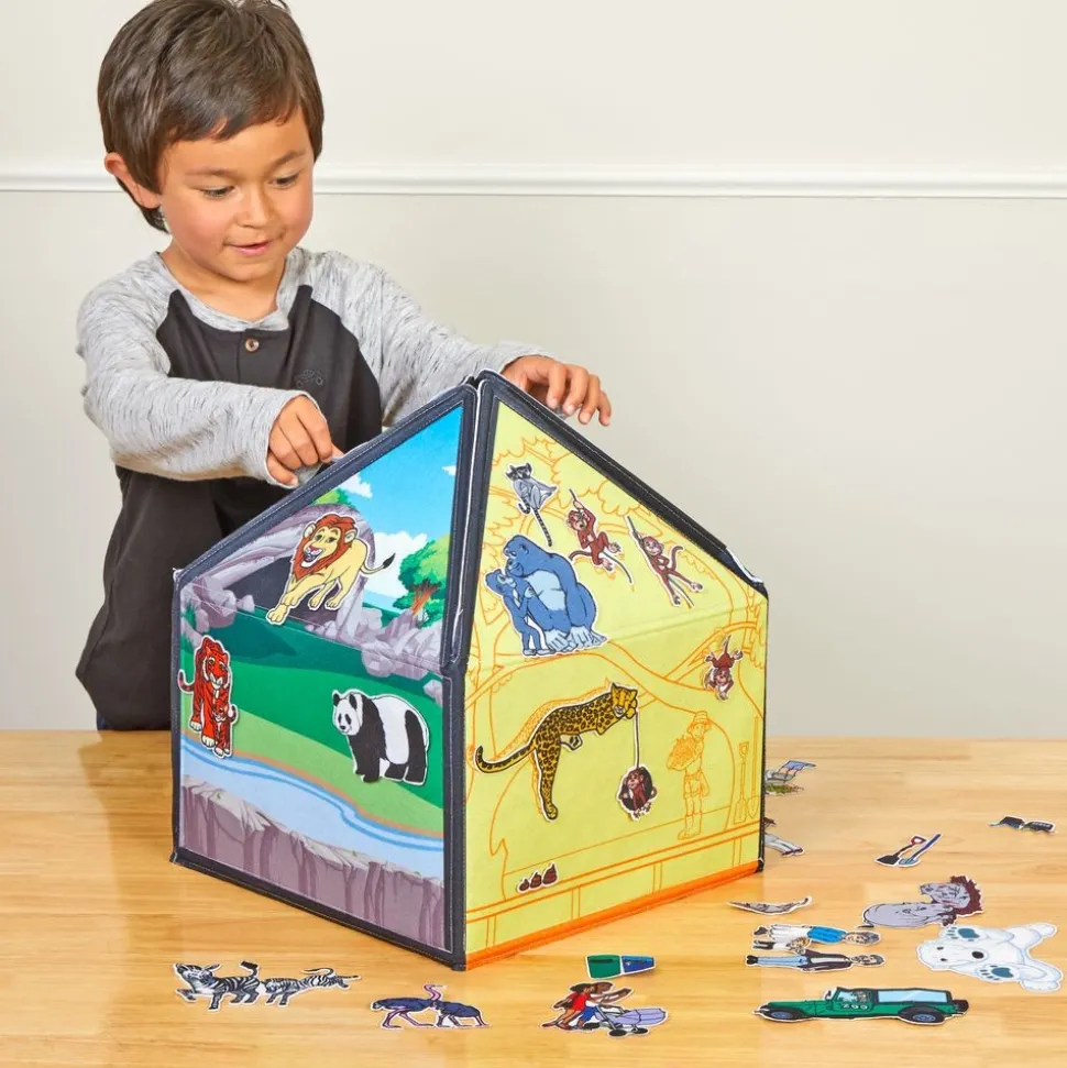 Felt Zoo Set with Books - 4 items, 64 pieces