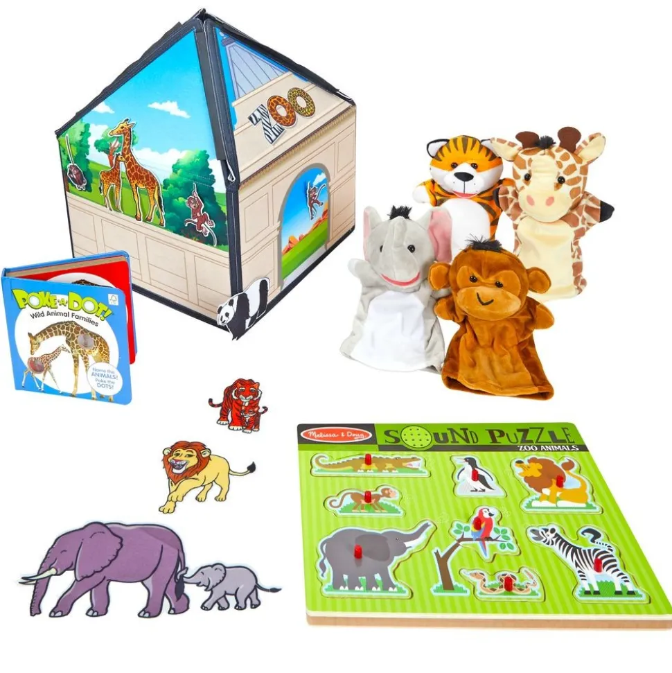 Felt Zoo Set with Books - 4 items, 64 pieces