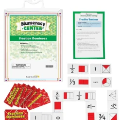 Fraction Dominoes Numeracy Center with Storage Bag - Grab and Go Learning Pack - Improve Fraction Recognition With This Fun Dominoes Game - Grades 1-2