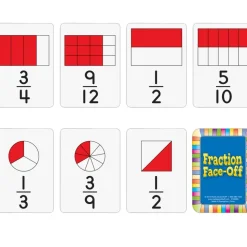 Fraction Faceoff Numeracy Center with Storage Bag - Grab and Go Learning Pack - Children Build Fraction Fluency By Comparing Common Fractions - Grades 3-5
