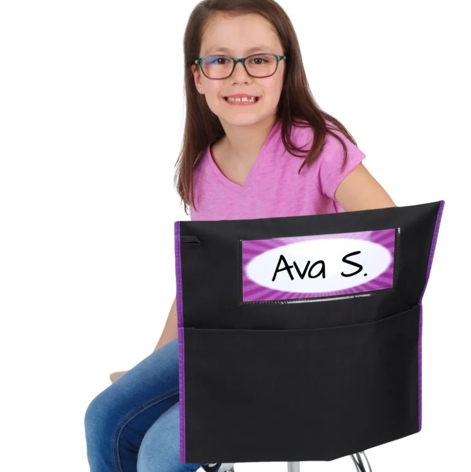 Grouping Chair Pockets Black - 24 Pack - 6 Group Colors