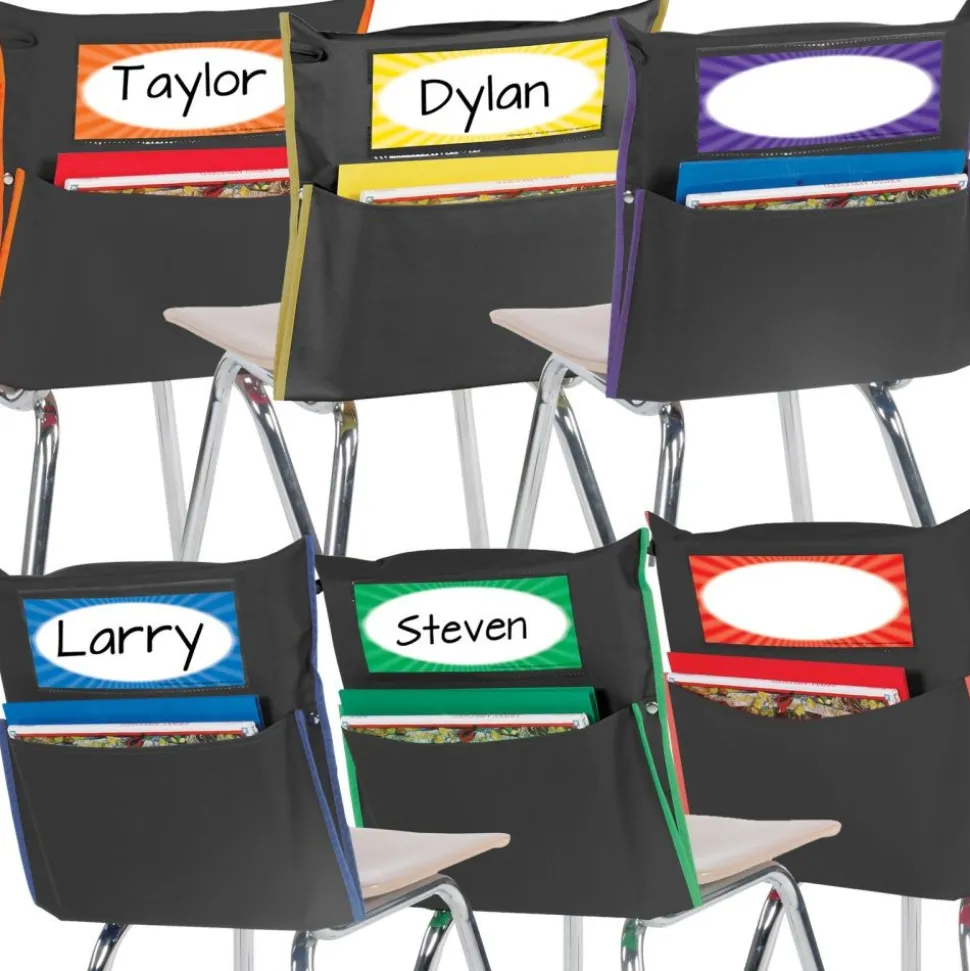 Grouping Chair Pockets Black - 24 Pack - 6 Group Colors