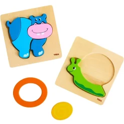 Handy Wooden Block Puzzles - 12 Piece Set with Storage Shelf