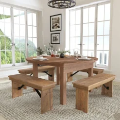 HERCULES Series Round Folding Table | Farm Inspired, Rustic & Antique Pine Folding Table