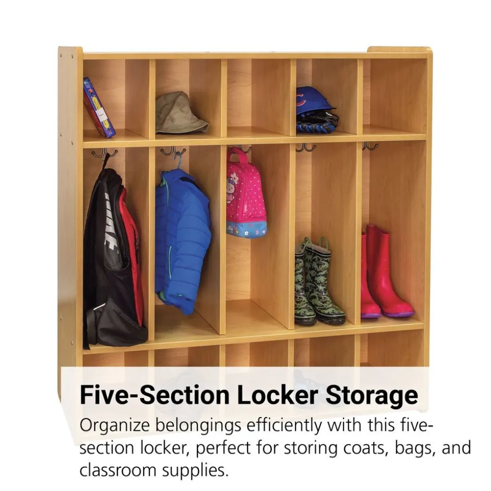 48" High 5-Section Locker - Maple/Maple, Assembled