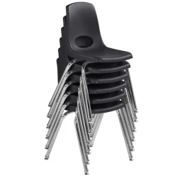 16in Black Stack Chair with Swivel Glides - 6 Pack