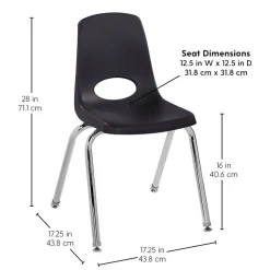 16in Black Stack Chair with Swivel Glides - 6 Pack