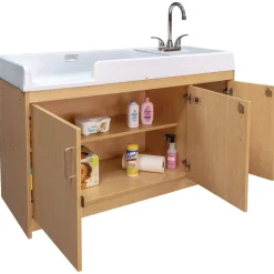 Infant Changing Table with Right Side Sink - Maple/Maple