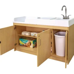 Infant Changing Table with Right Side Sink - Maple/Maple