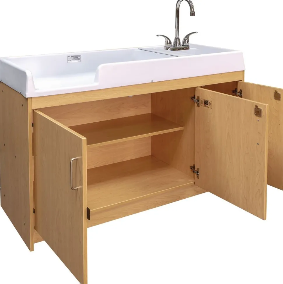 Infant Changing Table with Right Side Sink - Maple/Maple