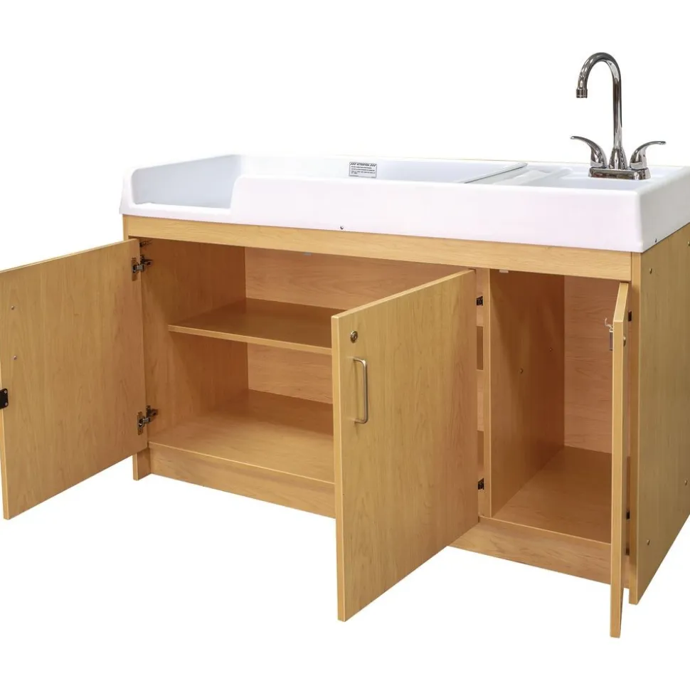 Infant Changing Table with Right Side Sink - Maple/Maple