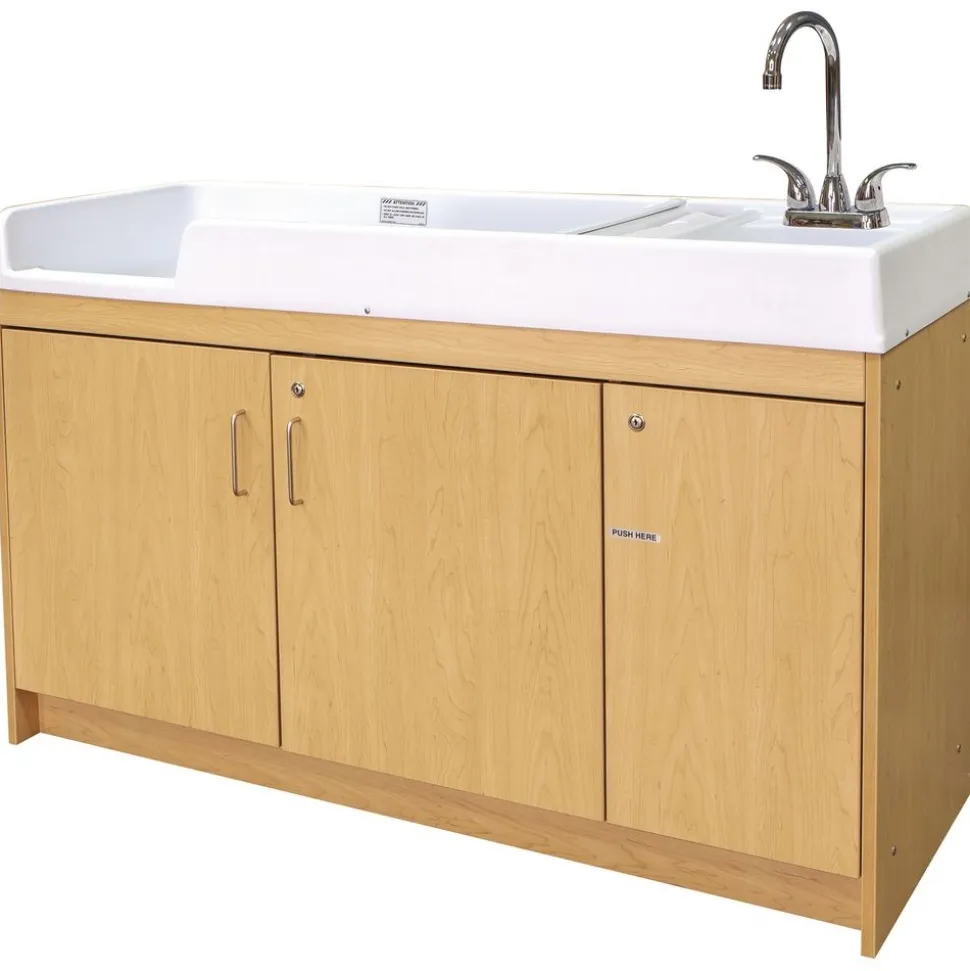 Infant Changing Table with Right Side Sink - Maple/Maple