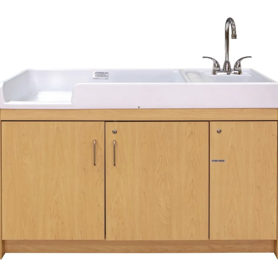 Infant Changing Table with Right Side Sink - Maple/Maple