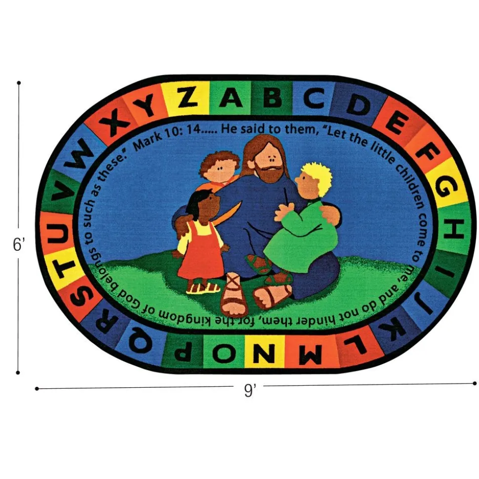 Jesus Loves the Little Children 6' x 9' Oval Kids Value PLUS Carpet