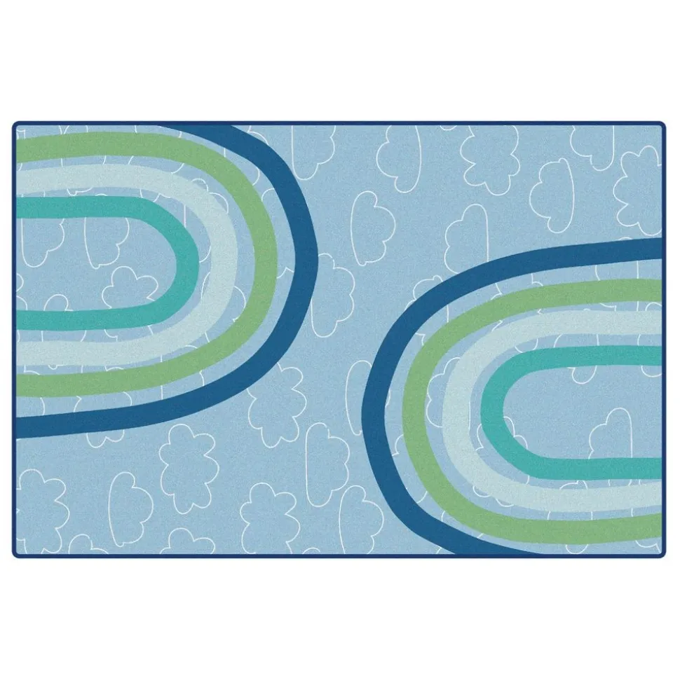 KIDSoft Large Rainbows Blue 6'x9'