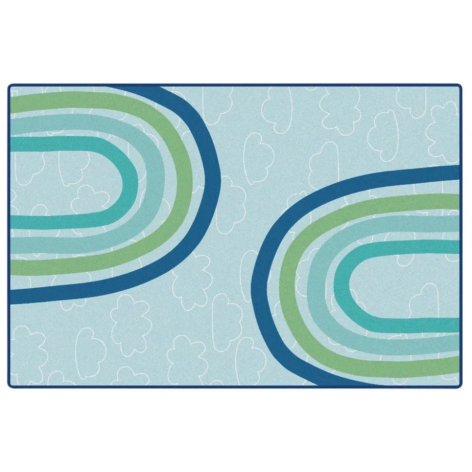 KIDSoft Large Rainbows Green 6'x9'