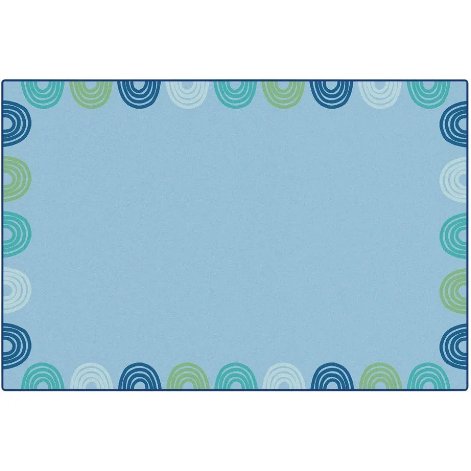 KIDSoft™ Rainbows Border Blue 4' x 6'