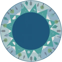 KIDSoft Tranquil Mountain Rug - Blue 6' Round