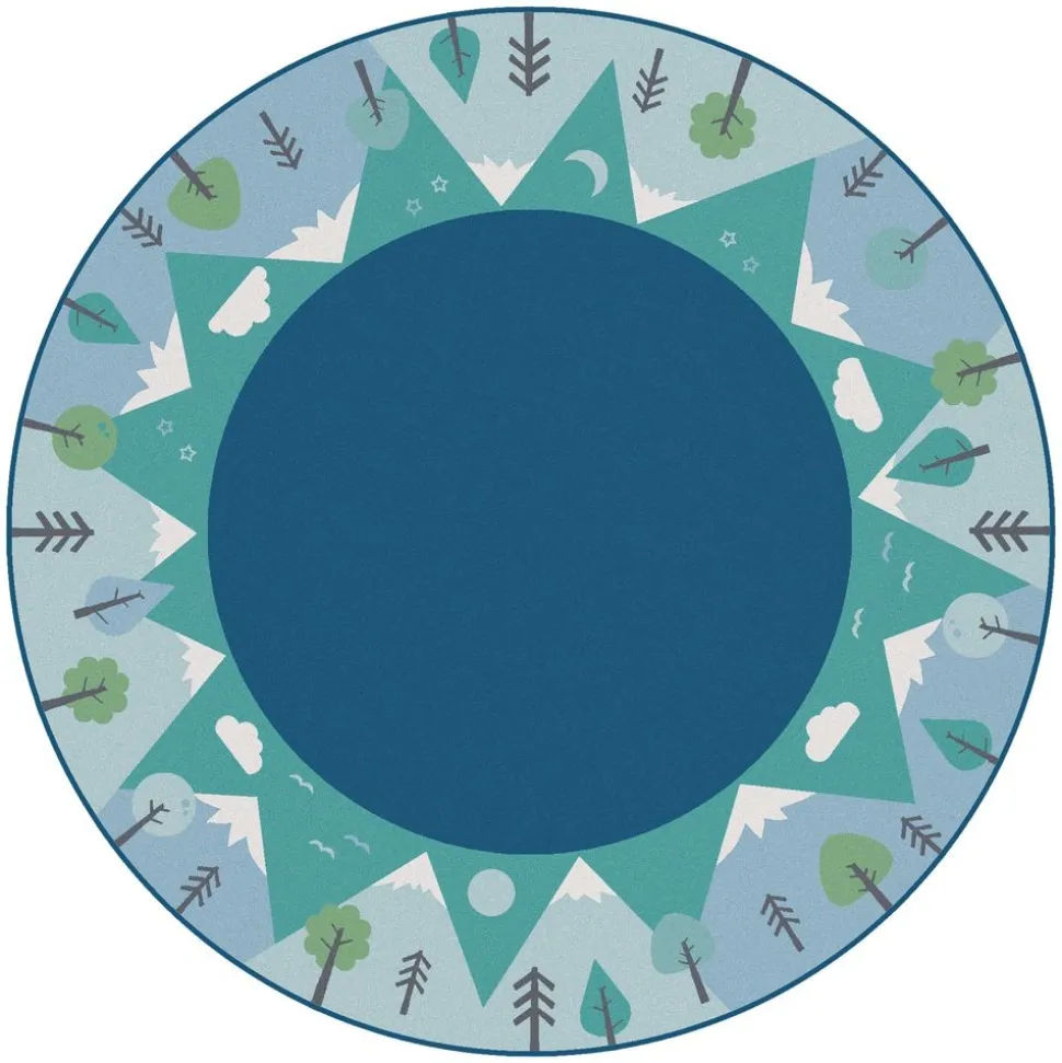 KIDSoft Tranquil Mountain Rug - Blue 6' Round
