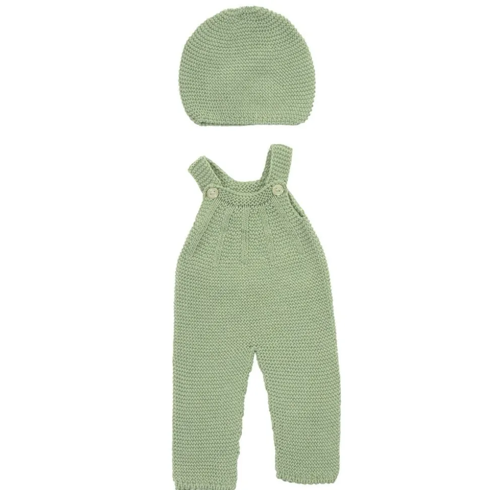 Knitted Doll Outfit 12"-15” - Overall & Beanie Hat, ECO Friendly