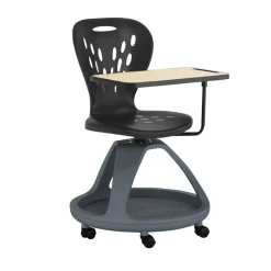 Laikyn Black Mobile Desk Chair with 360 Degree Tablet Rotation and Under Seat Storage Cubby